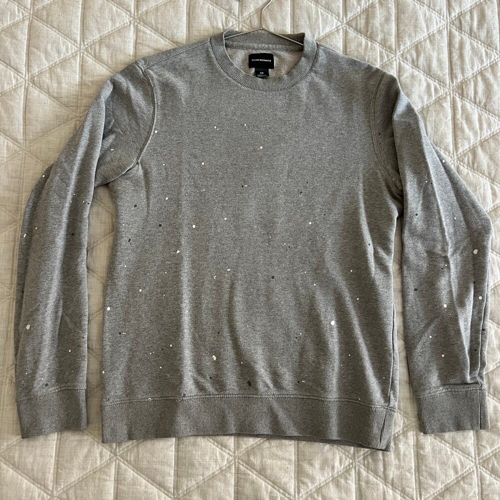 CLUB MONACO Men's Gray Crewneck Sweatshirt Gray Speckled Size S